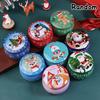 1Pcs Christmas Tinplate Round Candy Tin Can Candle Jars With Lid Candle Container Empty Box Cookie Candy Storage Gift Case