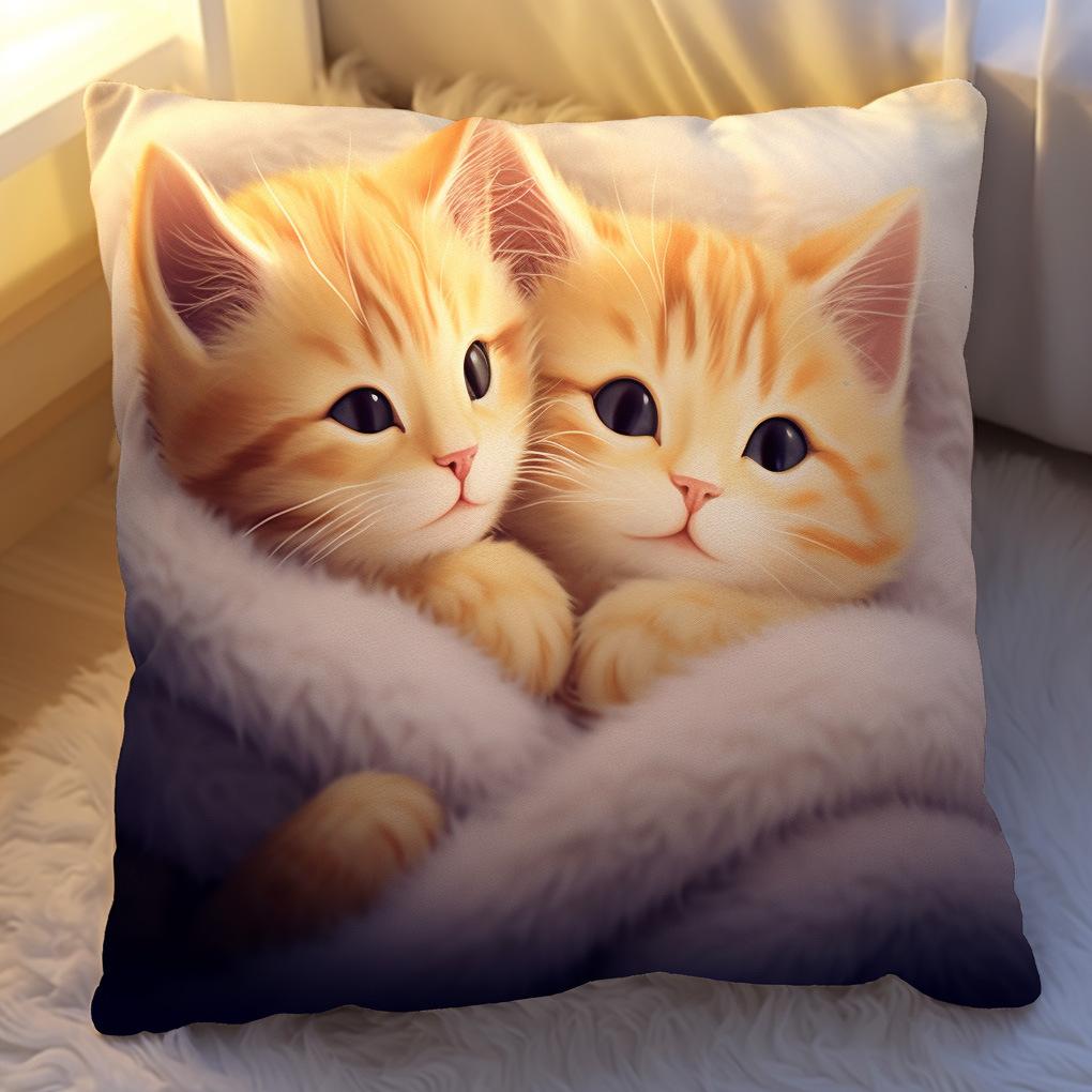Simple Cute Kitten Pillow Cartoon Sofa Bedside Cushion Car Office Nap Cushion Cat Pillow