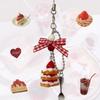 Retro Sweet Fance Dessert Phone Strap Charm Short Cartoon Cake Bow Keyring Strap Earphone Bag Pendant Cute Phone Accessories