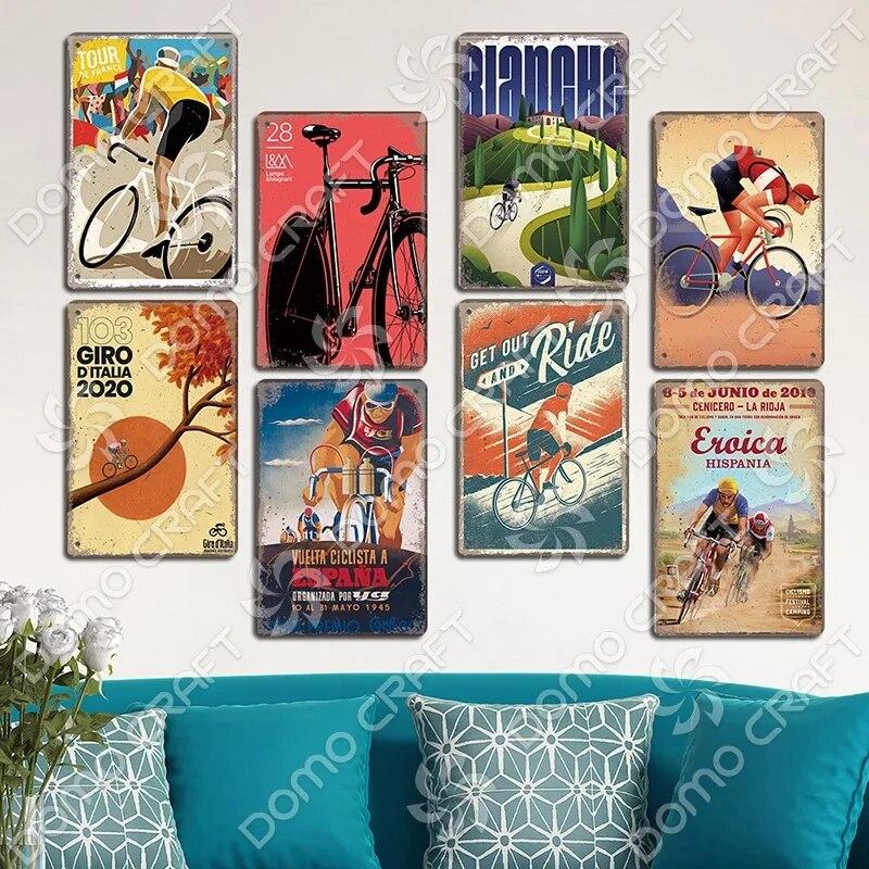 Велосипедная табличка, металлическая жестяная вывеска, велосипедные гонки, винтажный металлический плакат, настенный художественный декор для велосипедного клуба, гаража, человека, пещеры