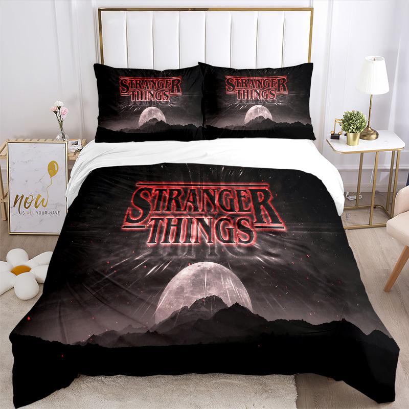 Stranger Things Moonlit Mystery Print 3Pcs Bedding Setduvet Cover With 2 Bedropillowcase Home Birthday Gift