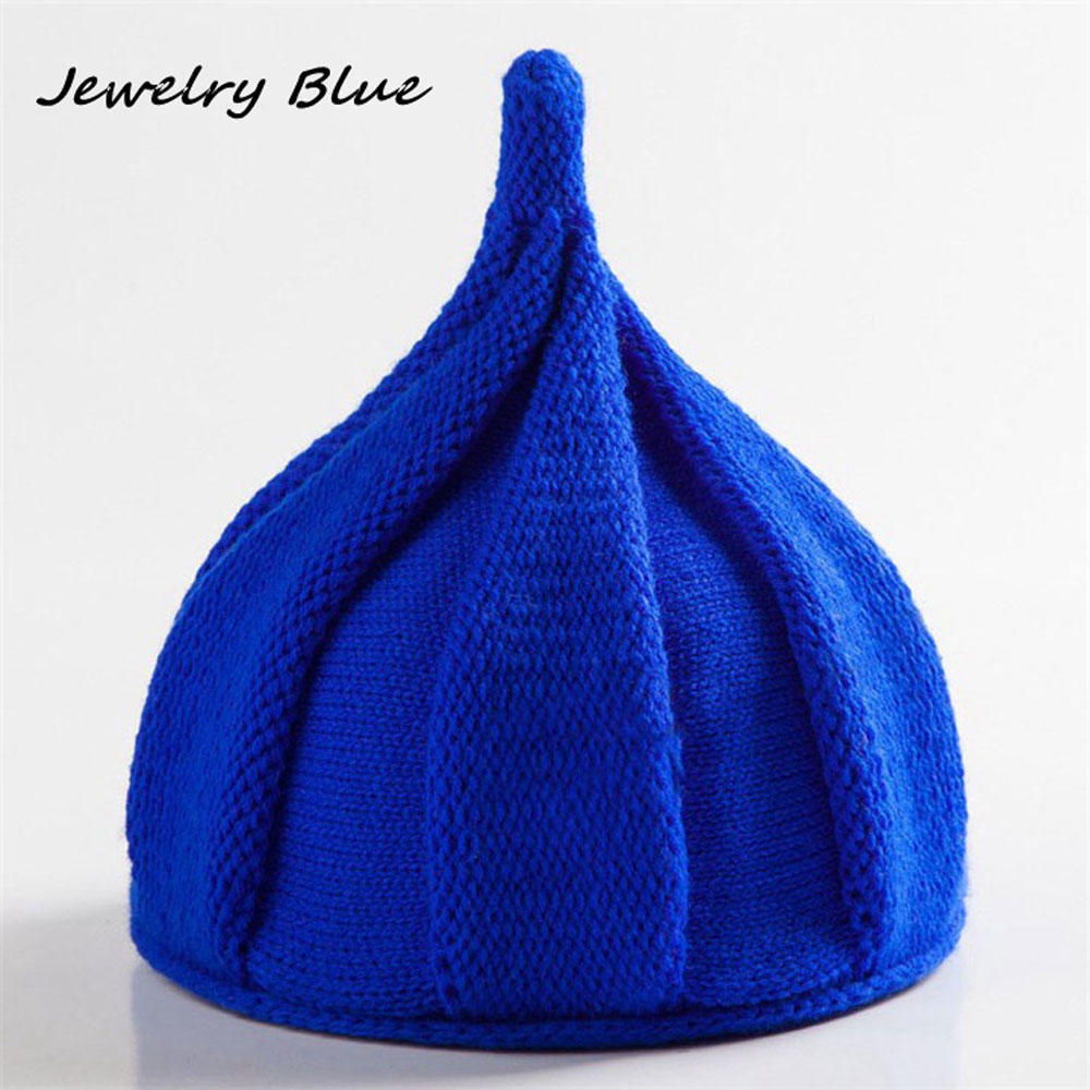 Смешная Теплая Зимняя Шапка-Бини Вязаные Шерстяные Шапки-Вертушки Скрученные Цветы Остроконечные Шапки