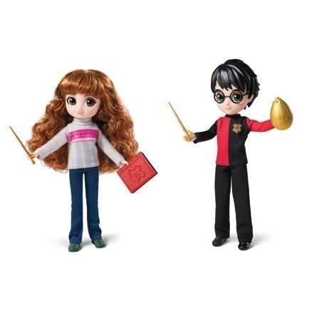 Harry potter - coffret deluxe poupée 20cm harry potter et hermione - wizarding world - 4 tenues et 12 accessoires