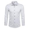 Новые мужские минималистичные приталенные рубашки с длинным рукавом, классические деловые однотонные офисные рубашки, повседневная мужская одежда, топы