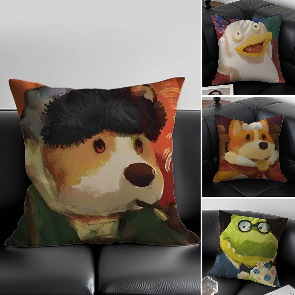 Мультяшный персонаж P-Party Animals Наволочка Антипылевой клещ Наволочка Невидимая молния Шелковистый короткий плюш Чехол для диванной подушки