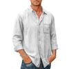 Мужская рубашка с длинными рукавами, карманом и отложным воротником на одной пуговице