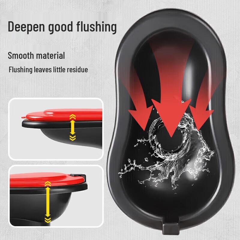 Портативный смываемый туалет-приседание (биотуалет) черного и красного цветов для строительных площадок