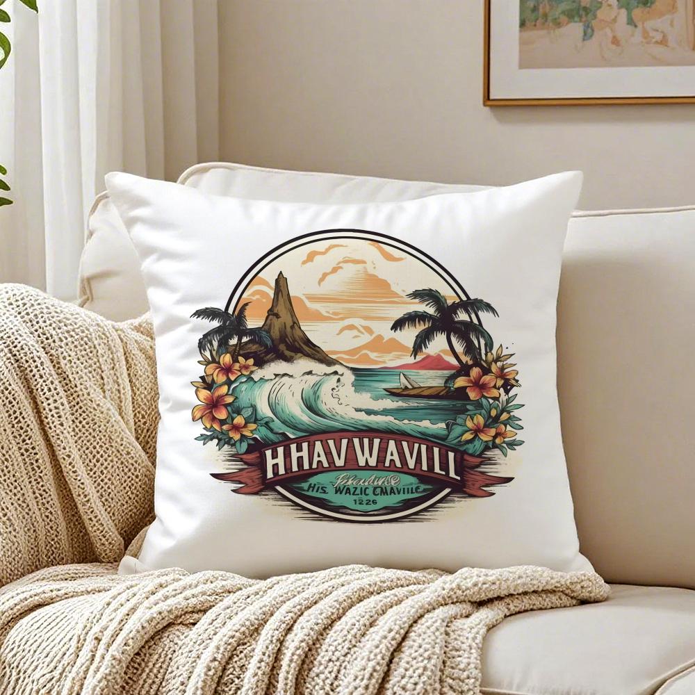 American Classic Beach Style Art Cushion Cover Linen Pillowcase Soft for Sofa Bed Home Room Decor