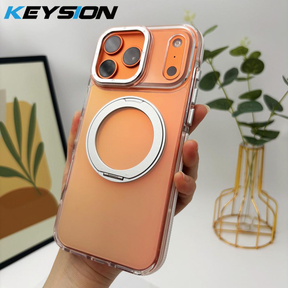 KEYSION Магнитный чехол для телефона с кольцом-подставкой, вращающимся на 360°, для MagSafe, для iPhone 17 Pro Max 17 Air, лазерный градиент, противоударная задняя крышка