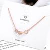 S925 Sterling Silver Double 8-Figure Knotted Diamond Pendant Heart Clavicle Elegant Necklace Girl Holiday Gift
