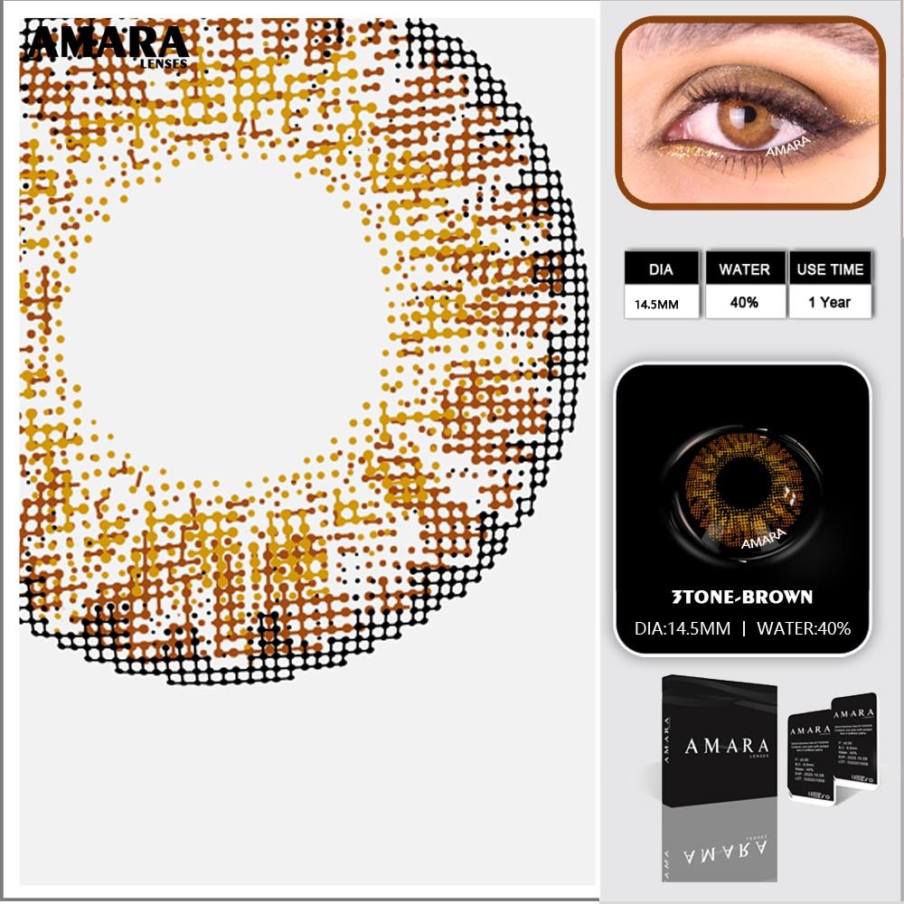 AMARA LENSES 1 Pair 3TONE Soft Color Contact Lens Natural Looking Contactlens Eye Cosmetic Lenses