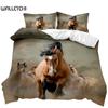 Horse Duvet Cover Set A Group Of Brown Horses Running Bedding Set 3D Animal Wild Horse Queen King Size Polyester Quilt Cover