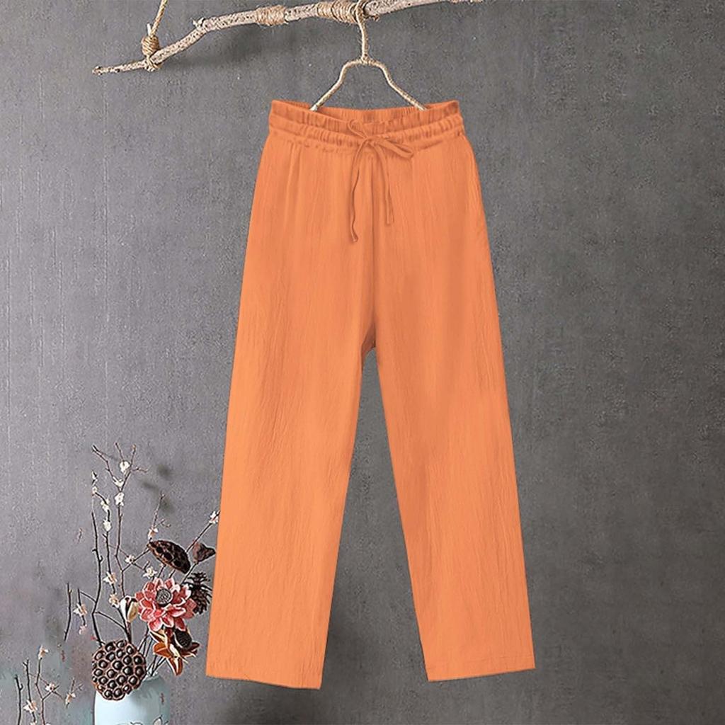 Женские широкие брюки повседневные свободные карманы однотонные эластичные летние брюки для женщин повседневные брюки