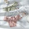 Women Lace Bow Underpants Transparent Breathable Low-Waist Briefs Embroidered Panties Bikini Comfortable Lace Thongs Panties