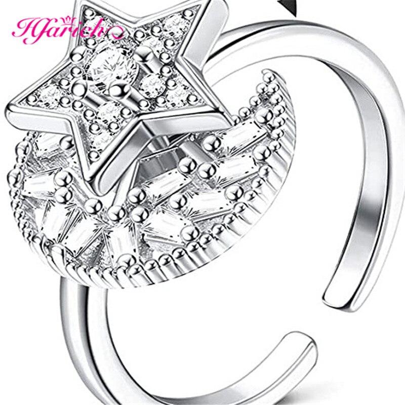 Hfarich Blue Crystalline Butterfly Finger Ring Rotate Freely Anti Stress Anxiety Rings Girl Nuptial Wedding Occasion Women Jewelry Engagement Present