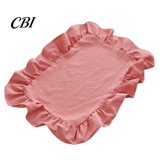 Retro Style Table Linens Placemat with Ruffle Edge, Heat Resistant Mat, Rectangular Boho Chic Decor Fabric Coaster for Home Party Dining Decorative