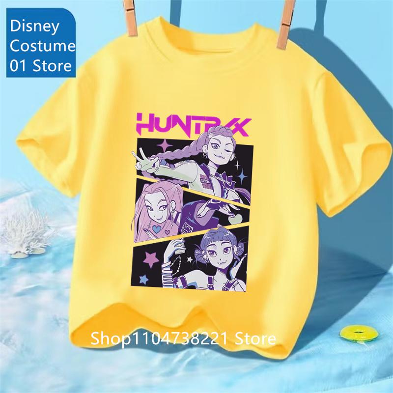 Toddler Girl Clothes Kpop Demon Hunters Cartoon Tee Shirt Funny Gift for Fans Harajuku Cool Kids T-shirts Summer Tops