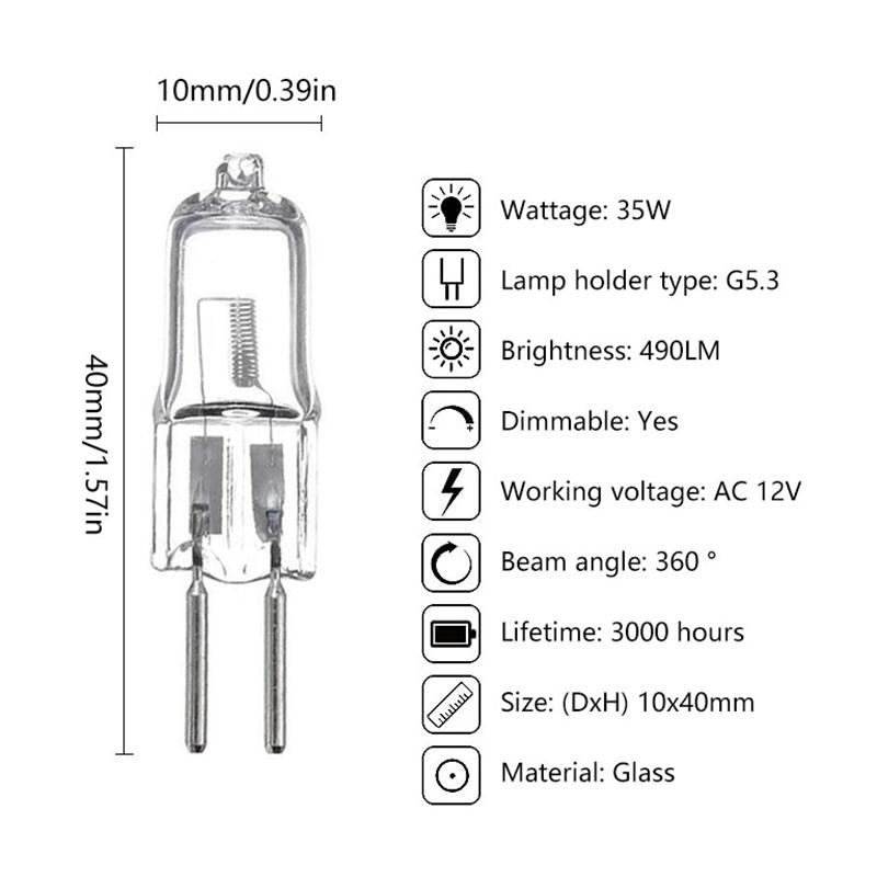 12V 220V 2-Pin Type G4/G5.3/G9 Halogen Lamps Lights 20W/25W/35W/40W Clear Each Bulb For Home Decoration