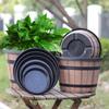 Thickened Plastic Barrel Flowerpot Round Garden Flower Pot Flower Bucket  Yard Decoration