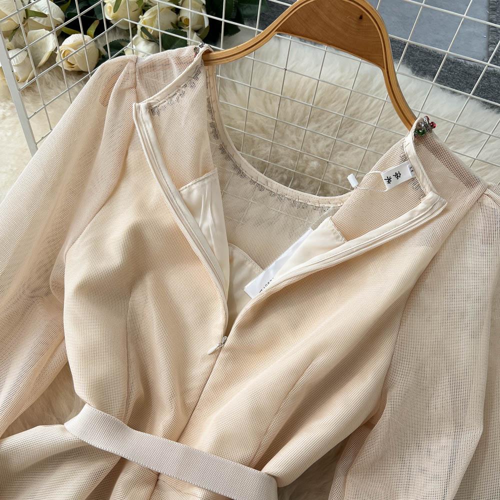 Осеннее платье феи с вышивкой в ​​тяжелой промышленности и бисером, с длинными рукавами, новое элитное женское платье в стиле феи