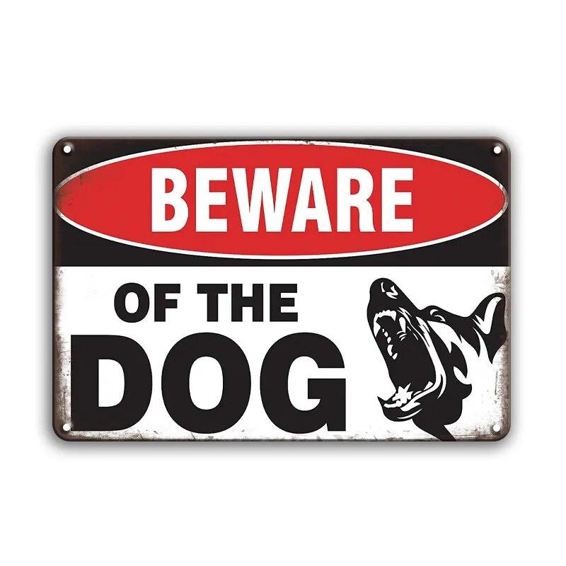 Warning Danger Poster Metal Decor Beware Of The Dog Cat Vintage Tin Sign No Trespassing Farmhouse Wall Decor Family Doorplate