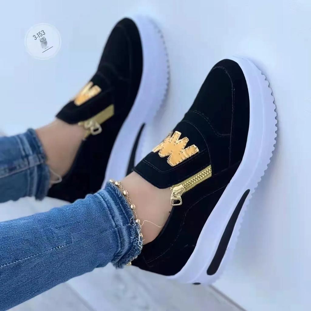 New Fashion Women Casual Sneakers Printed Side Zipper Platform Plus Size Vulcanized Shoes Zapatos Mujer