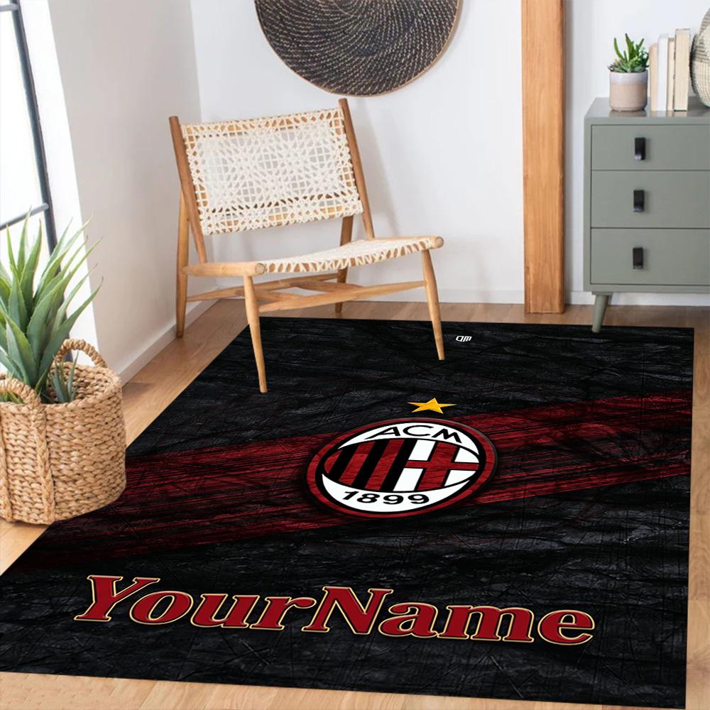 Ac Milan Customizable Name Area Rug Design for Kitchen Decorate room Balcony Study room Antislip Carpet Decorate Offices Perfect Gift for Women/Men