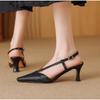 Женские сандалии 2025 Женские сексуальные на низком каблуке Летние для вечеринки Сандалии лаконичного стиля с острым носком для девушек