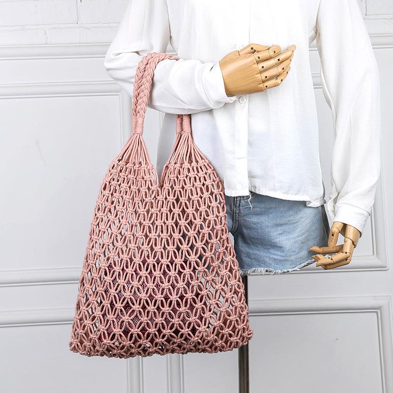Новая сумка для рыболовной сети, портативная женская сумка, полая пляжная сумка, вязаная крючком сумка на плечо