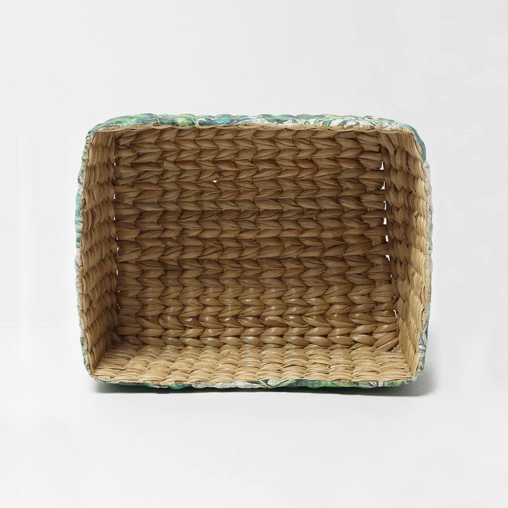 Прямоугольные корзины для хранения | Корзина из тростника или бамбука | Плетеная корзина в качестве подарка Корзина для вещей / Корзина для гардероба из ротанга (Зеленый лист)