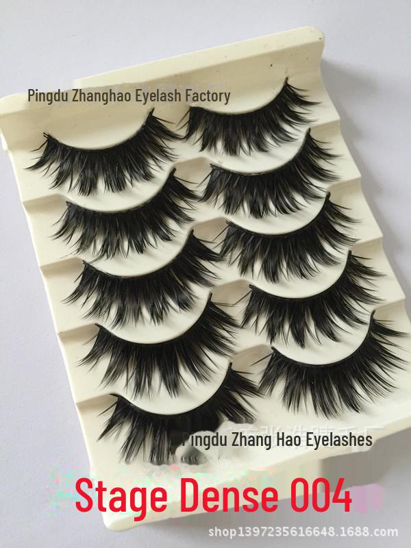 Smokey Makeup Cross Thick False Eyelashes - 5 Pairs, Black, Blue, Purple, Brown, Stage Series