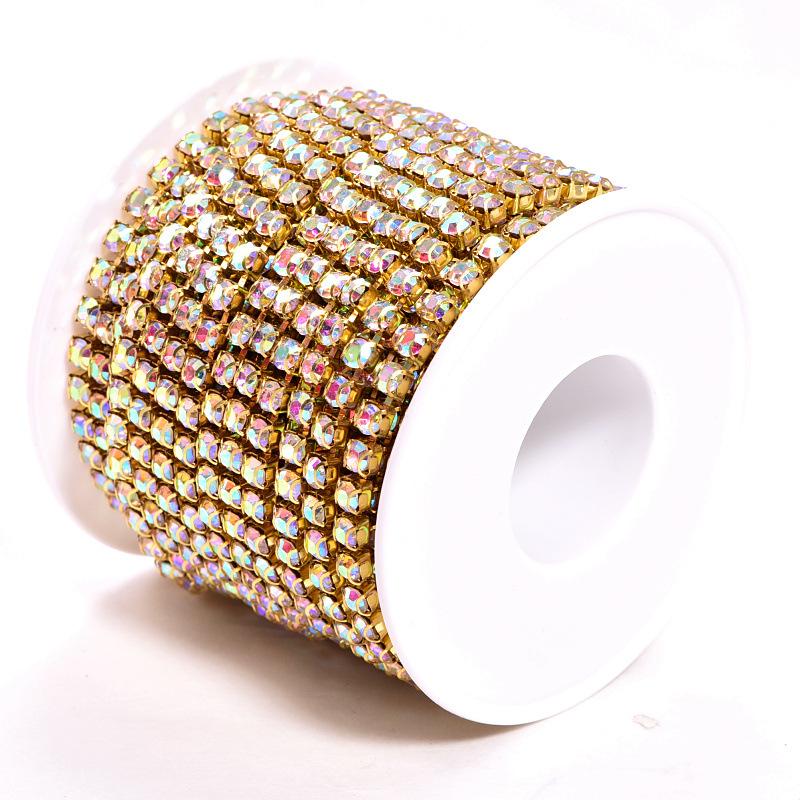 Стеклянная хрустальная цепь D-типа с интенсивным коготком, ушной коготь с золотой и серебряной нижней поддержкой, декоративные аксессуары для алмазной цепи своими руками