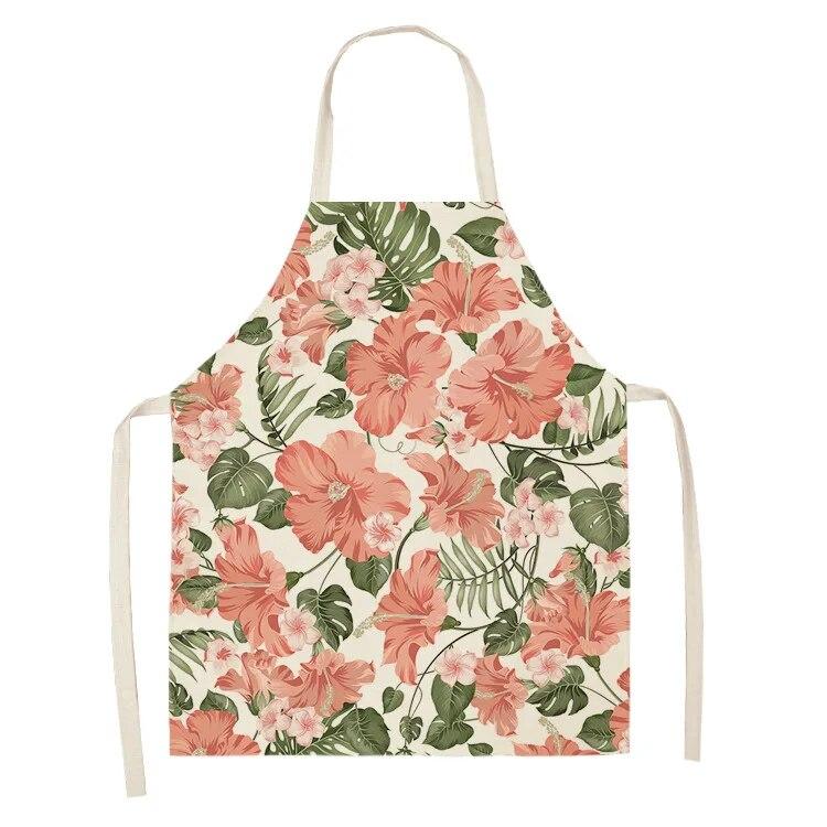 Home Decor Kitchen Dining Room Cooking Bib Aprons Linen Floral Pattern Women's Aprons
