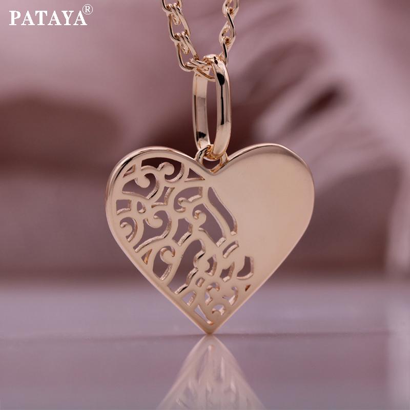 PATAYA Ожерелье в стиле полого сердца цвета розового золота «Романтика девочки-подростка»