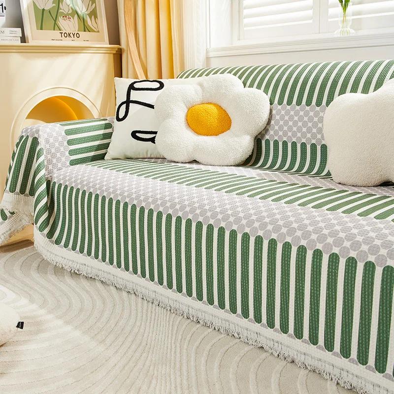 Lines Throw Blanket Single Full Four Season Cotton Sofa Cover Dust Anti-cat Scratch Protection Cover Sofa Blanket