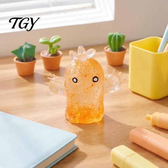 Снимающая стресс сжимающая игрушка, блестящий мультяшный кактус, сенсорный ТПР-шарик, фиджет для дома, офиса, школы
