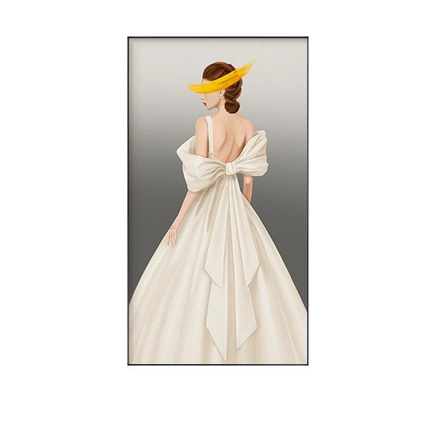 Модное белое платье, женский плакат с принтом, современная абстрактная фигура принцессы, холст, картина, скандинавское украшение стены спальни, живопись