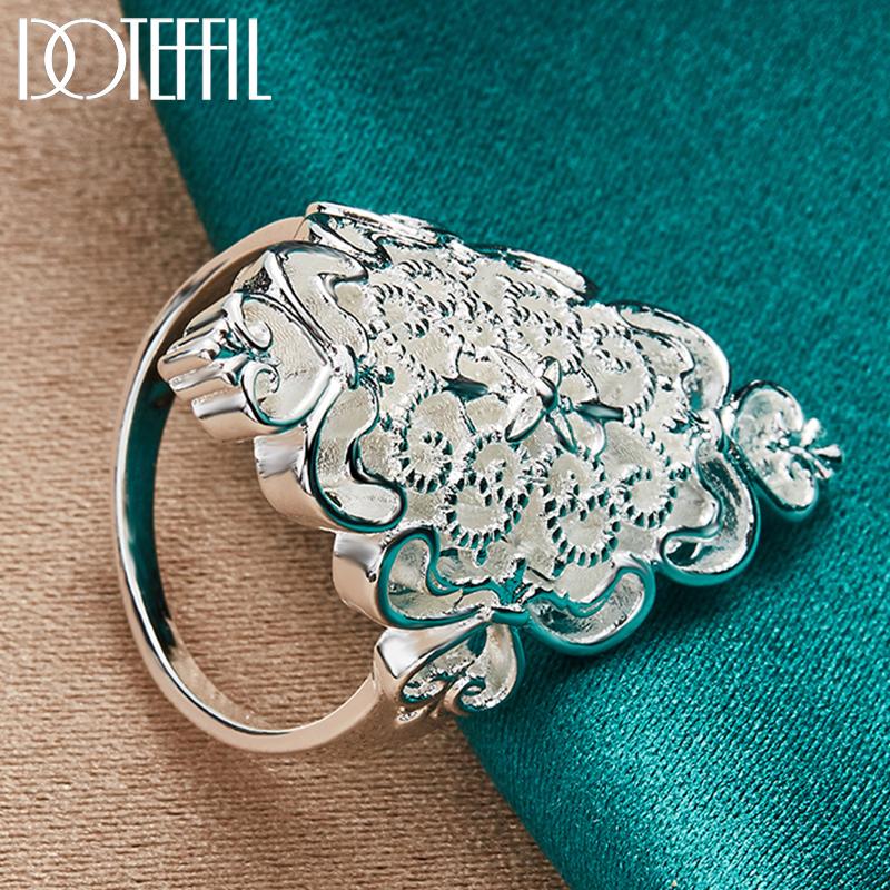 Полое кольцо из стерлингового серебра 925 пробы Модные свадебные украшения