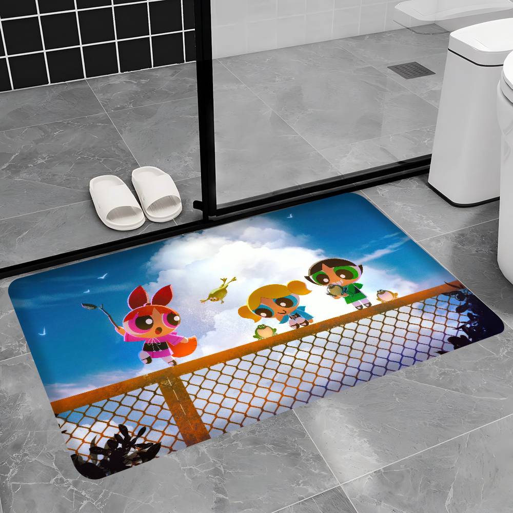 Animation The Powerpuff Girls Bathroom Mat Kids Room Bedroom Decoration Balcony Anti-Slip Doormat Living Room Welcome Rug