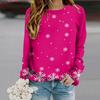 Tops For Women Dotted Snowflakes Print Round Neck Long Sleeve T-shirt Fall Casual Slim Pullover Women's Long Sleeve Top