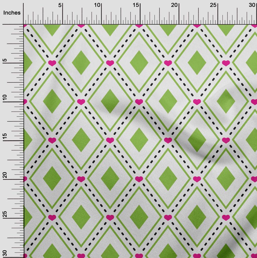 oneOone Cotton Flex Green Fabric Check  Dress Material Fabric Print Fabric By The Yard 40 Inch