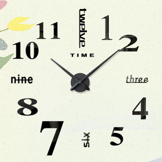 Modern Numbers Letters 3D Wall Clock Sticker DIY Living Room Art Hanging Decor