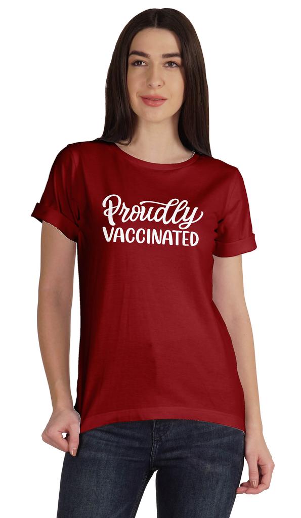 Inkmeso Футболка Proudly Vaccined Funny Tee с круглым вырезом и надписью Pro-Vaccined для
