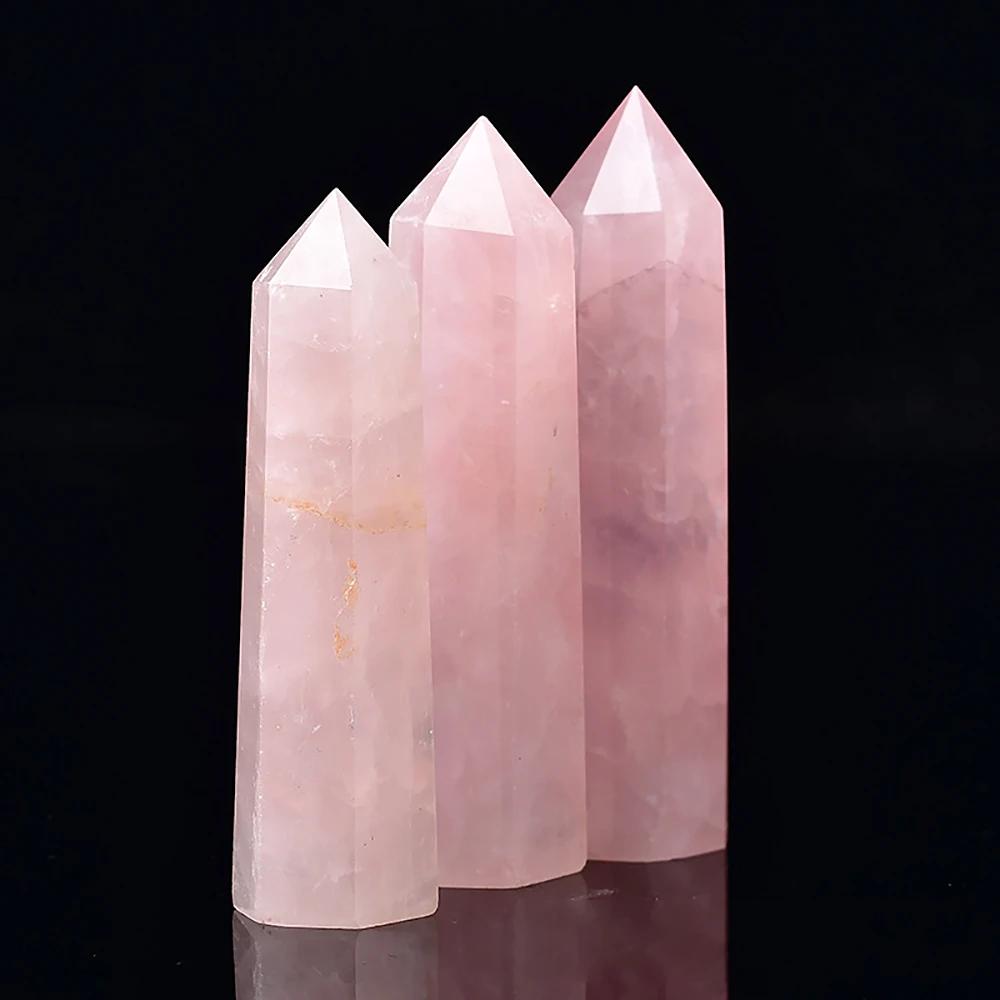 Natural Stone and Crystals Point Wand Witchcraft Rose Quartz Amethyst Home Decoration Mineral Stones Crafts Room Aquarium Decor AVE