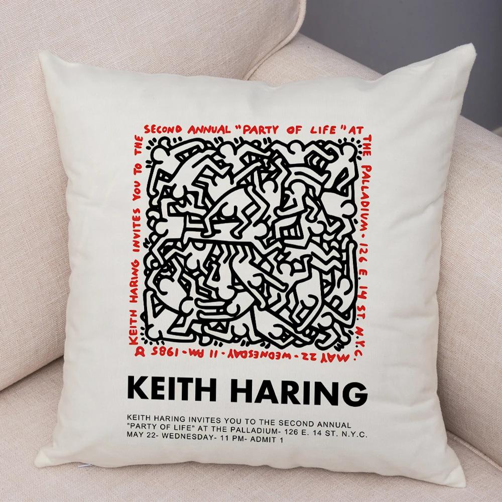 Nordic Style Plush Throw Pillow Case Abstract Keith Artwork Cushion Cover for Sofa Home Car Decor Geometric Art Print Pillowcase