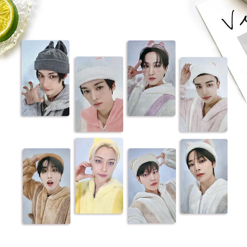 Stray Kids <Пустой> Набор из 8 двусторонних фотокарточек Милый животный головной убор Участник Карточки Ломо Коллекция фанатов K-pop Подарок