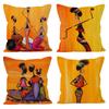 African Woman Oil Painting Linen Pillowcase for Home Décor