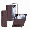 Магнитный чехол-книжка GKK из ПК и кожи для Samsung Galaxy Z Fold 7/6 с гальваническим покрытием, включая защитный бокс для шарнира