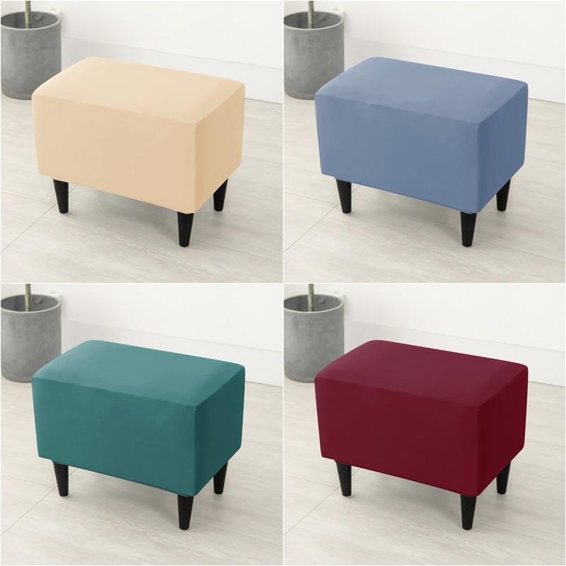 Solid Color Footstool Cover Stretch Cheaper Spandex Footrest Covers Elastic Non Slip Relax Foot Stool Slipcovers for Living Room