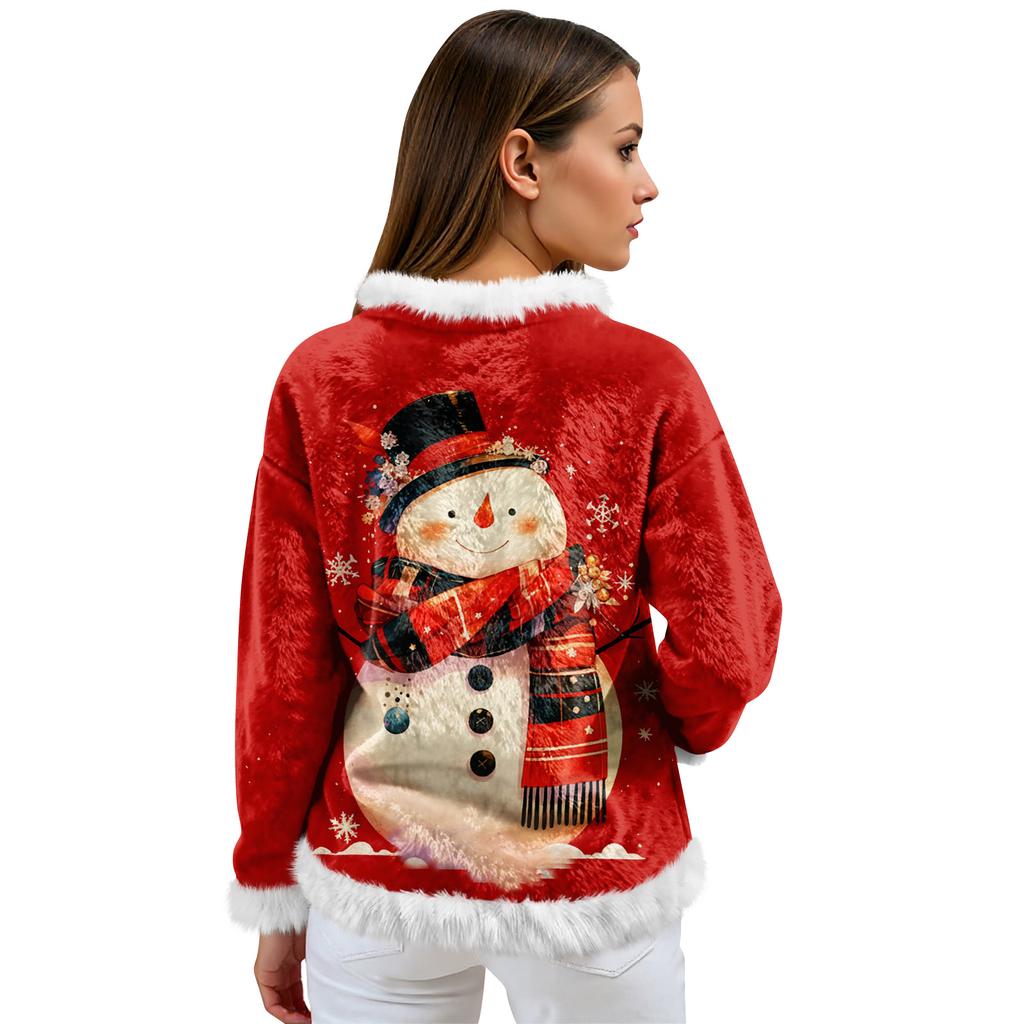 Women's Casual Fleece Sweatshirt  Long-Sleeve Round  Neck Casual Comfortable Loose-Fit Lightweight Women's Flannel Sweatshirt